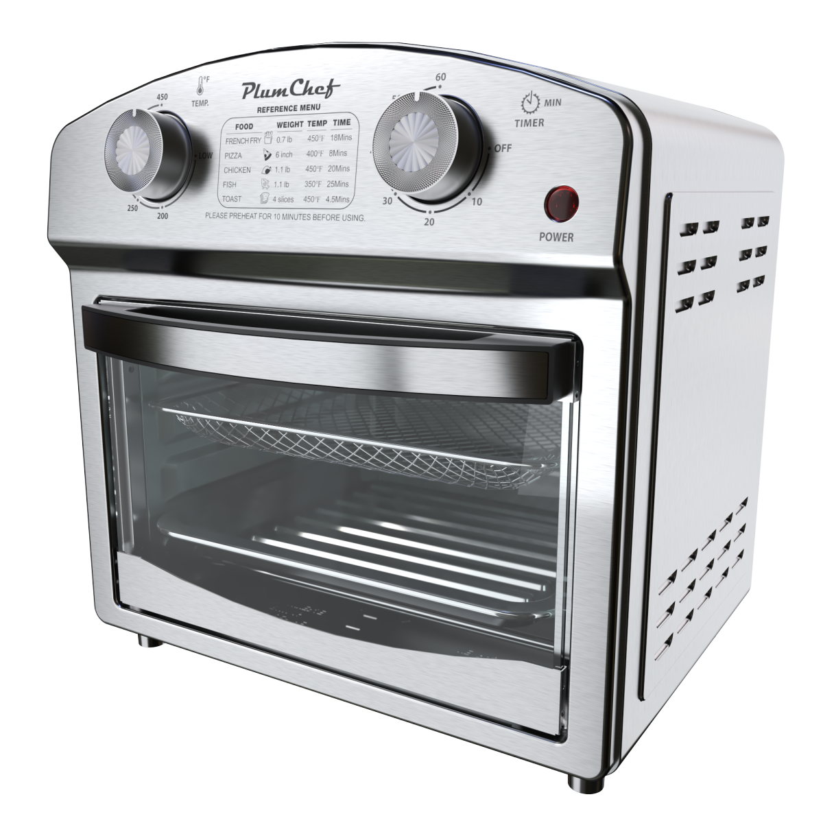 12.5 Quart 7-in-1 Stainless Steel Convection Toaster Oven 1500W 5 Pre-Set Menus Silver