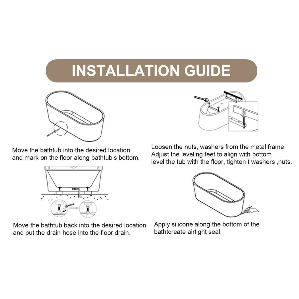 67" Glossy Acrylic Freestanding Tub
