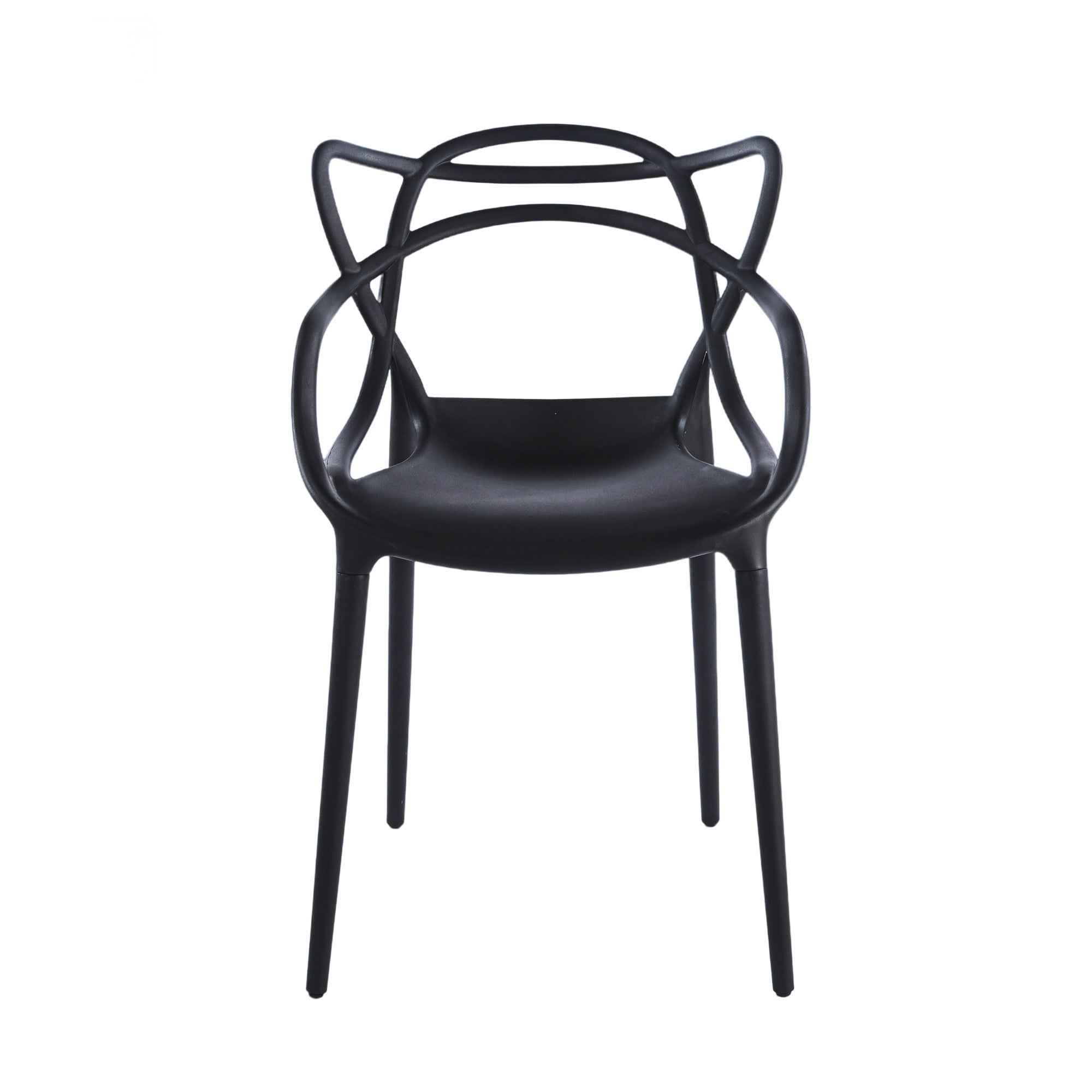 Contemporary Black Plastic Dining Chair Set of 4 with Metal Legs