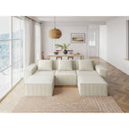 118-inch modular sofa can be converted into an oversized sofa bed Free conversion sofa set flexible configuration, soft corduroy cloud velvet fabric