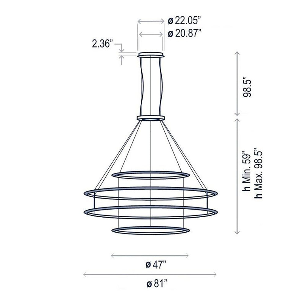Circular Four Ring Pendant Light