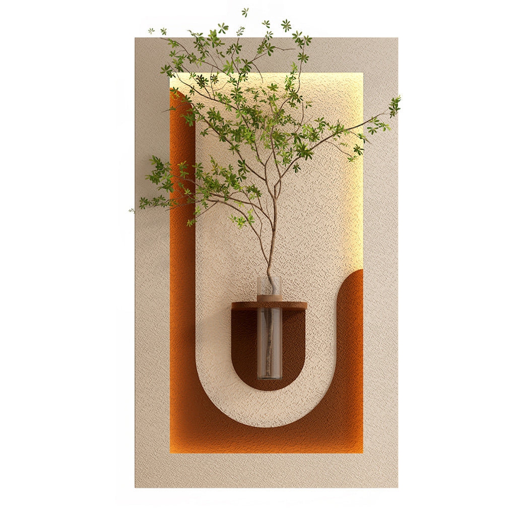 LED Sandstone Wall Decor with Greenery & Glass Vase