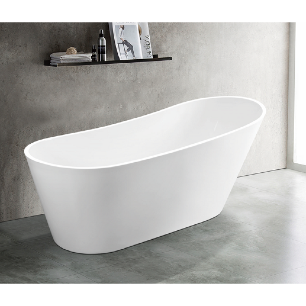 67'' Acrylic Freestanding Bathtub,Deep Soaking Bathtub, Glossy White, Chrome overflow and anti clogging drain, cUPC Certified
