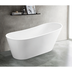 67'' Acrylic Freestanding Bathtub,Deep Soaking Bathtub, Glossy White, Chrome overflow and anti clogging drain, cUPC Certified