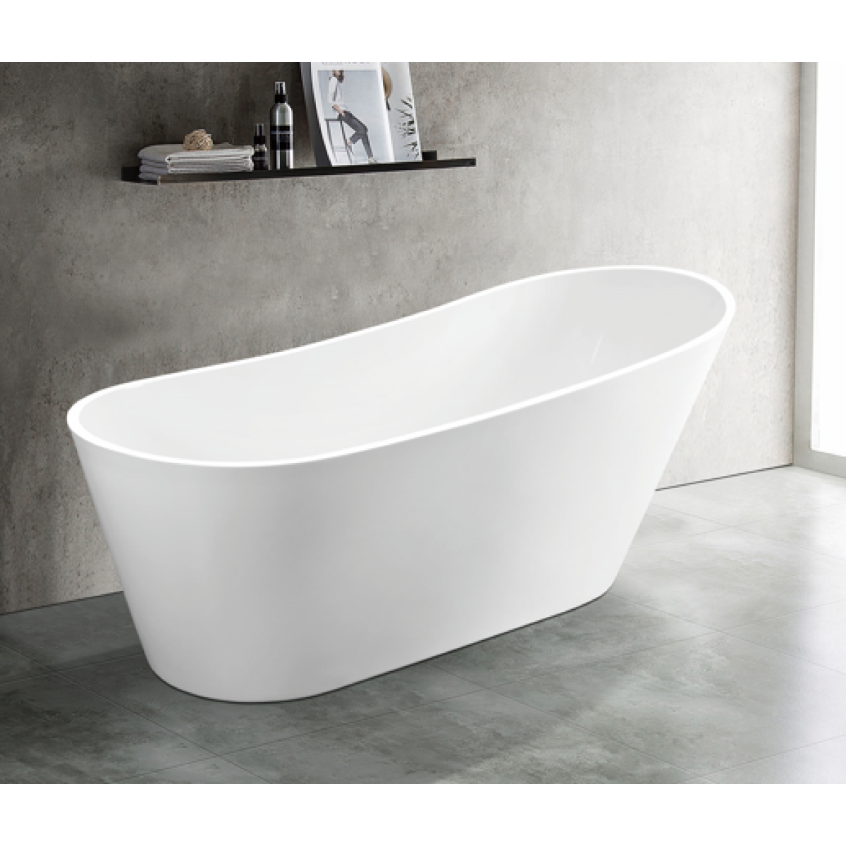 67'' Acrylic Freestanding Bathtub,Deep Soaking Bathtub, Glossy White, Chrome overflow and anti clogging drain, cUPC Certified