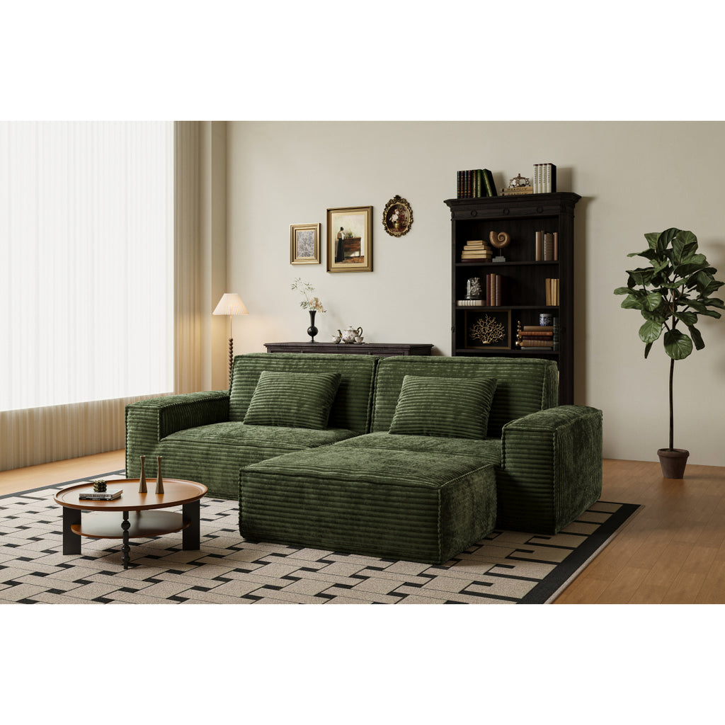 106.3in Compressed sofa with large stripes, modern style, comfortable home style, vacuum compression, full sponge, high rebound-Straight row with foot