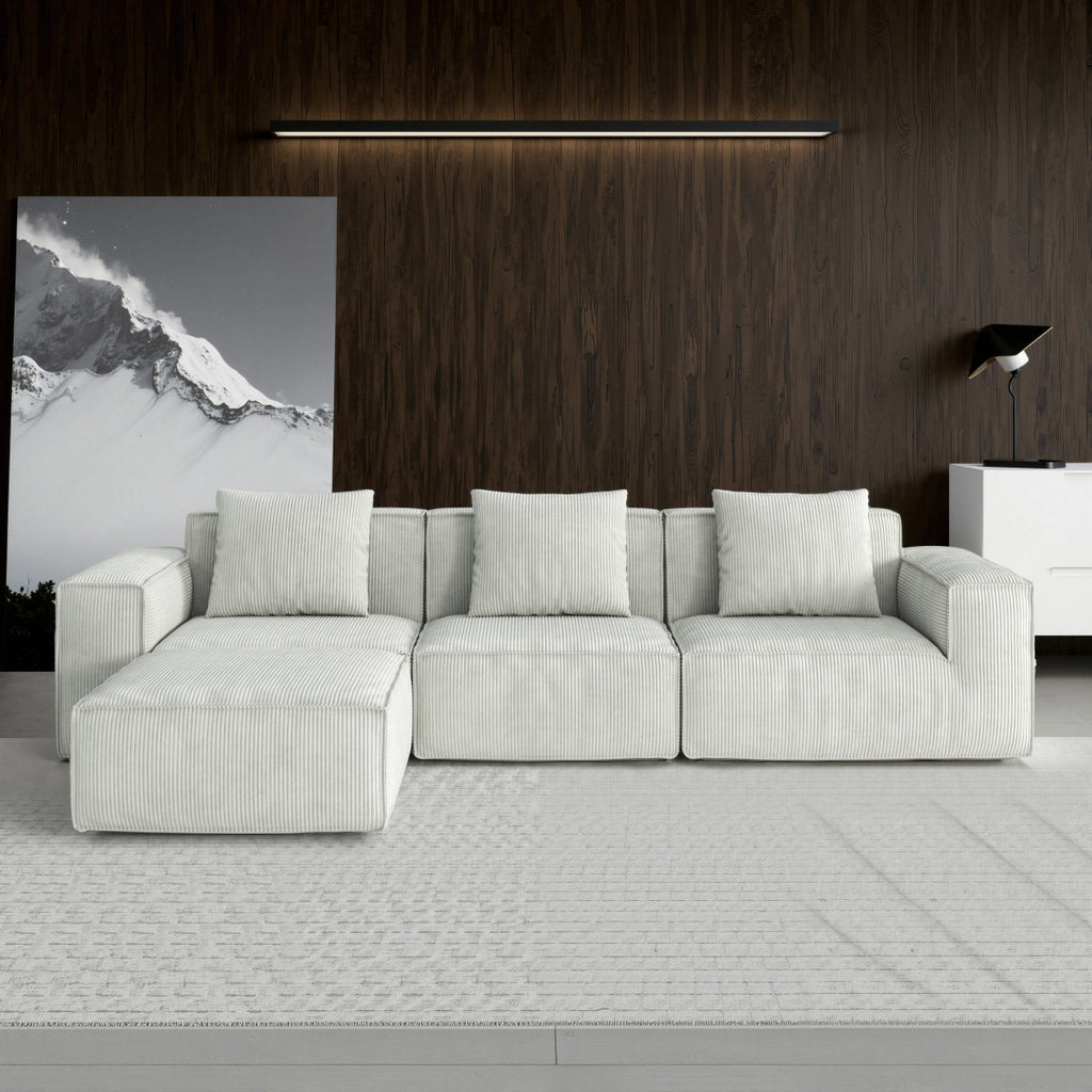 118-inch modular sofa can be converted into an oversized sofa bed Free conversion sofa set flexible configuration, soft corduroy cloud velvet fabric