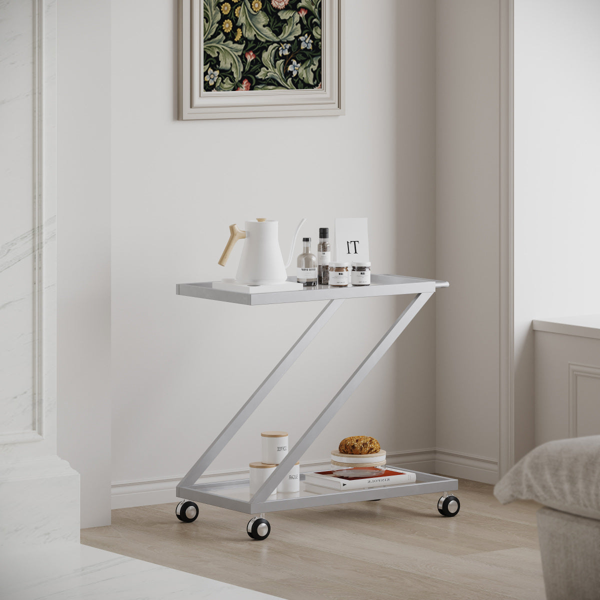 Modern Minimalist Z-shaped Bar Cart