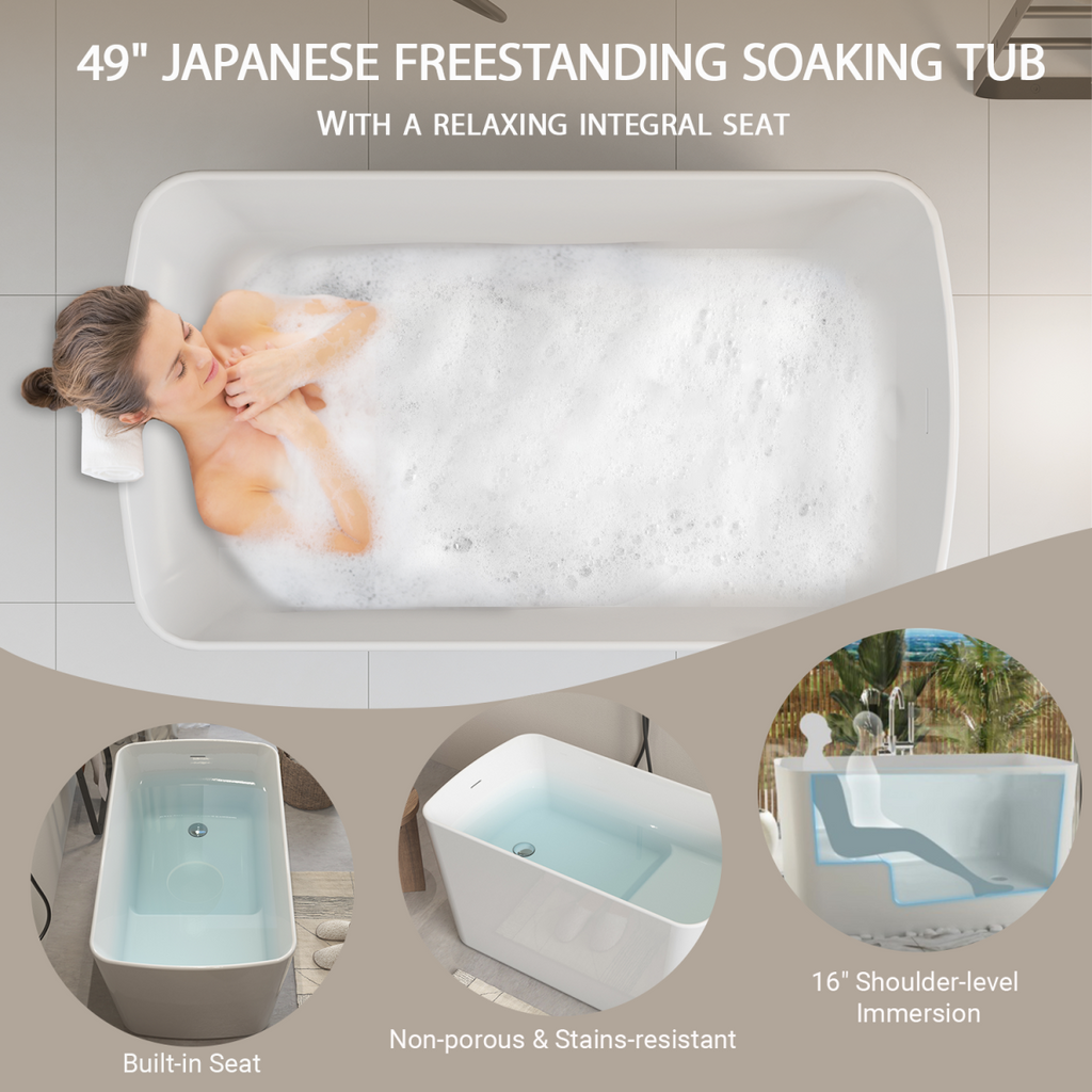 Luxury Square Japanese Soaking Tub