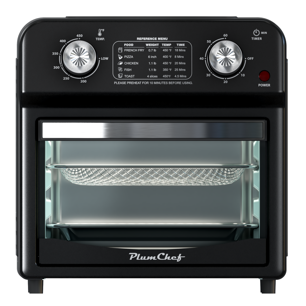 12.5 Quart 7-in-1 1500W Convection Toaster Oven Stainless Steel Black