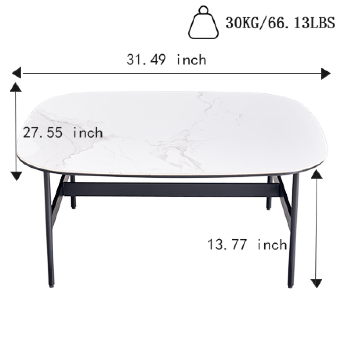 Modern Rock Beam Ceramic Coffee Table for Living Room