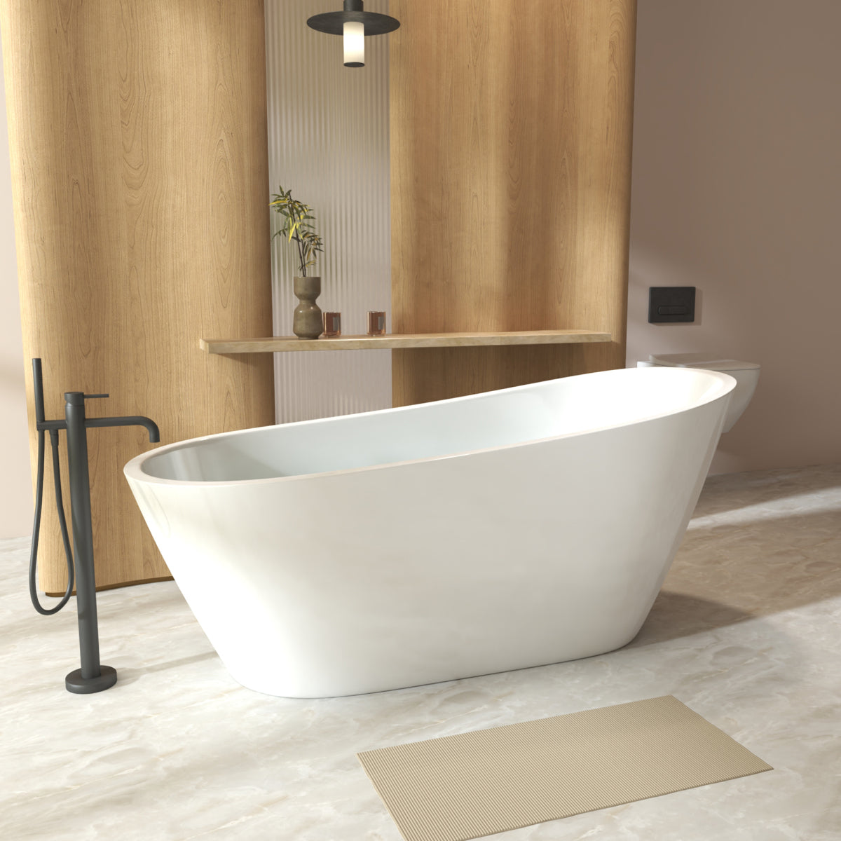 67"Special-shaped Freestanding Slipper Bathtub: Gloss White Finish, Chrome Overflow & Pop-Up Drain, cUPC Certified
