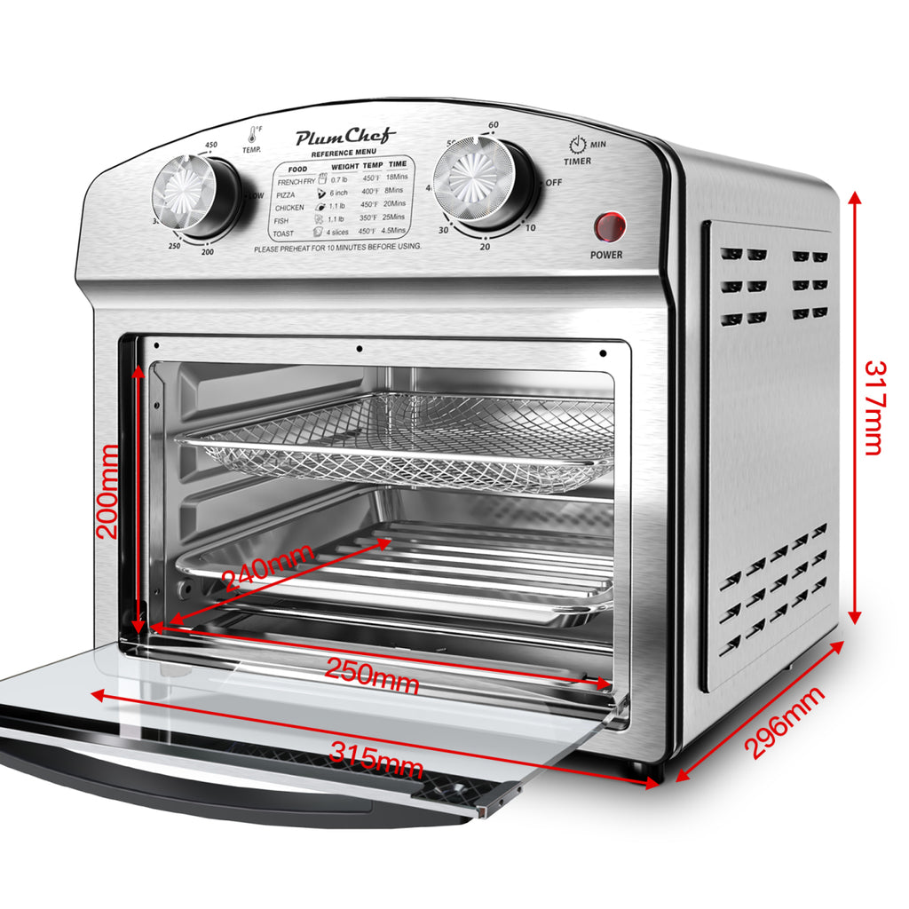 12.5 Quart 7-in-1 Stainless Steel Convection Toaster Oven 1500W 5 Pre-Set Menus Silver