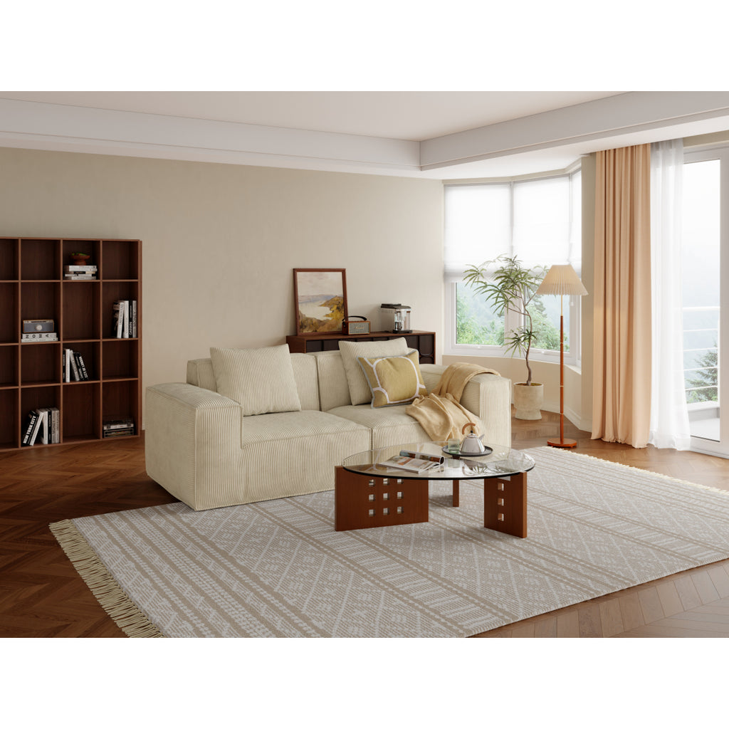 modular sofa can be converted into an oversized sofa bed Free conversion sofa set flexible configuration, soft corduroy cloud velvet fabric two person