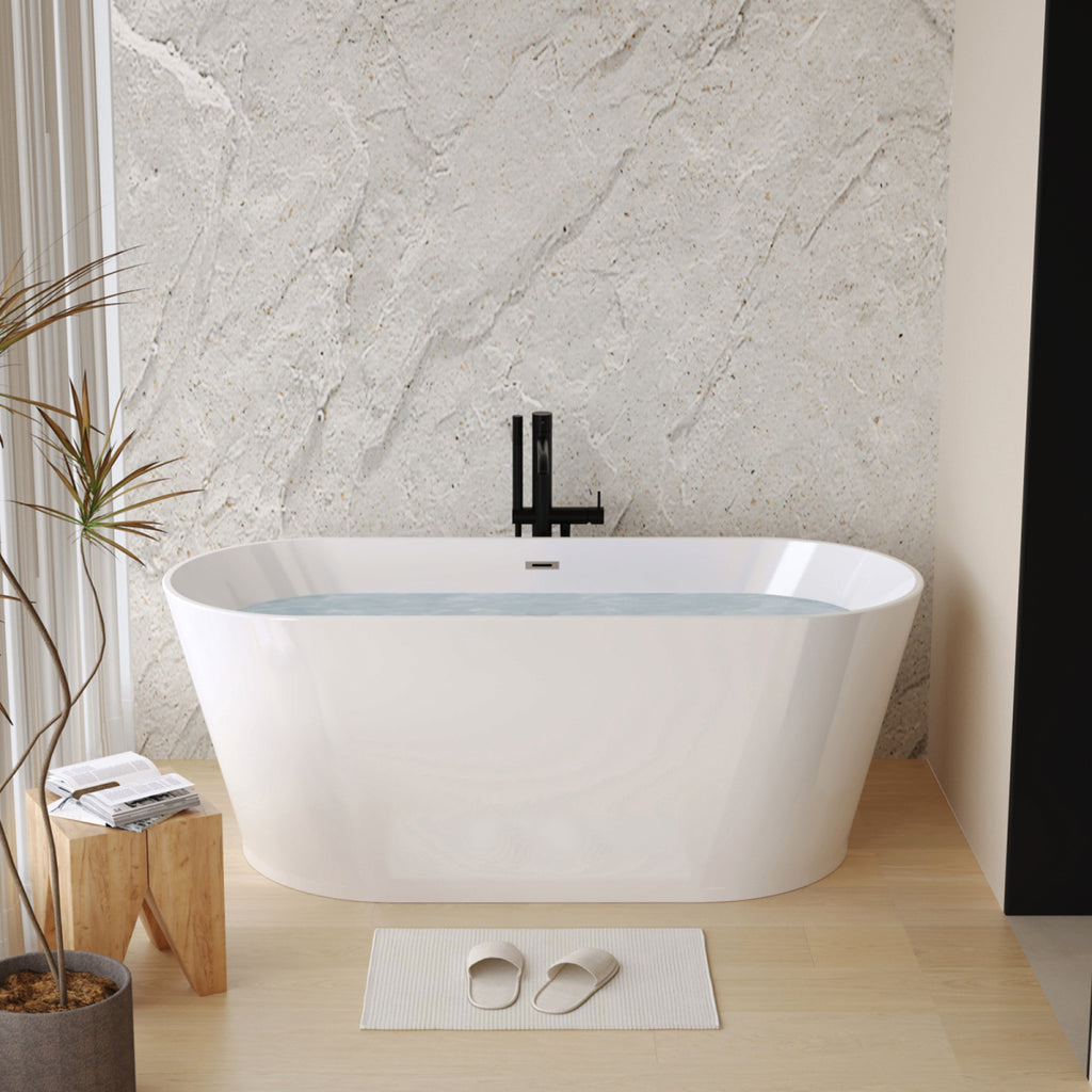 55-inch Glossy White Soaking Tub