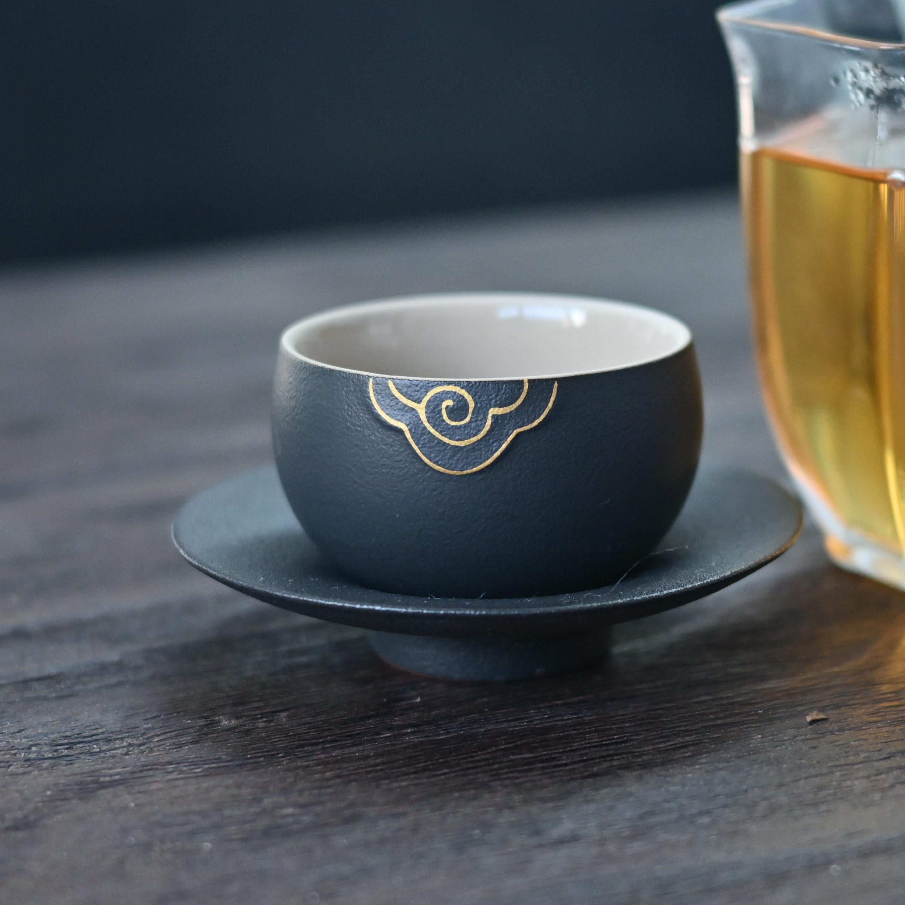 Wabi-Sabi Rustic Clay Tea Cup with Coaster – Handcrafted Imperfect Beauty