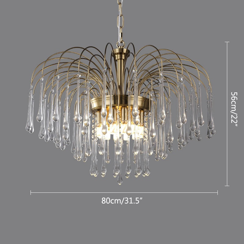 French Retro Water Drop Glass Chandelier