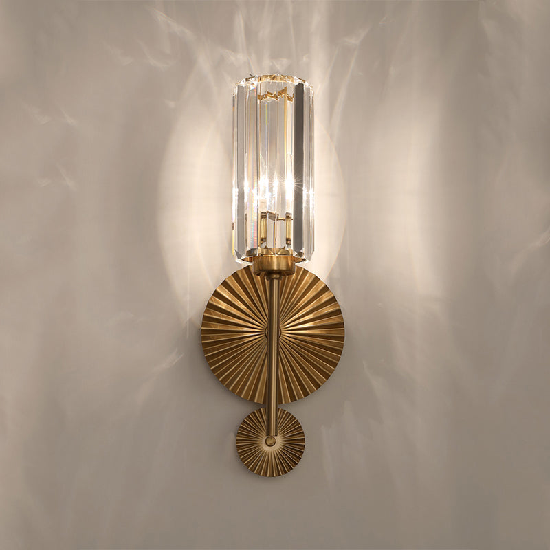 Clear Fluted Crystal Metal Wall Sconce