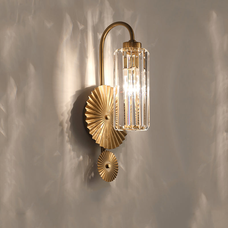 Clear Fluted Crystal Metal Wall Sconce