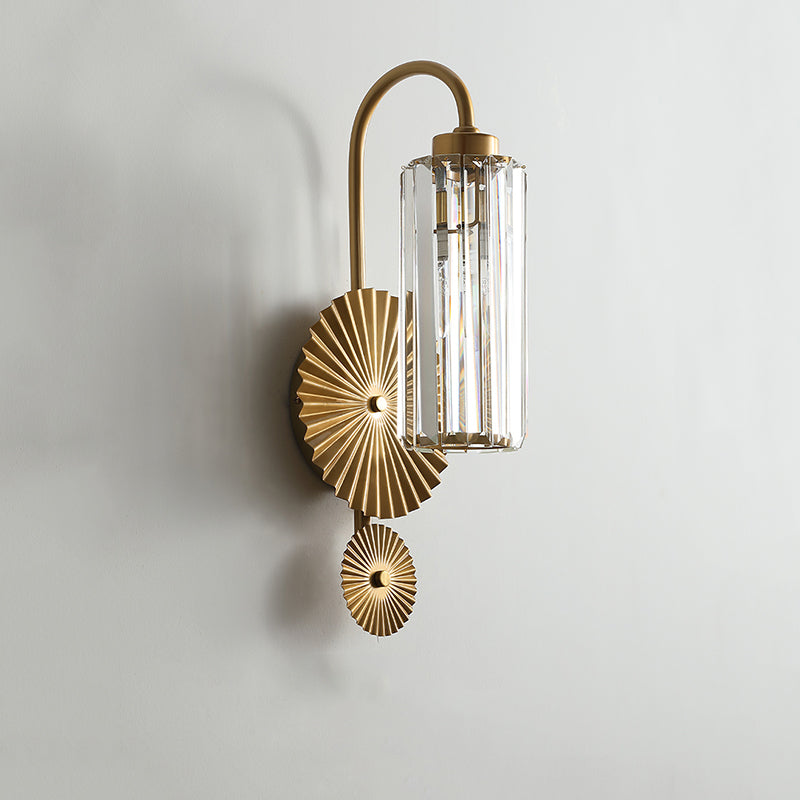 Clear Fluted Crystal Metal Wall Sconce