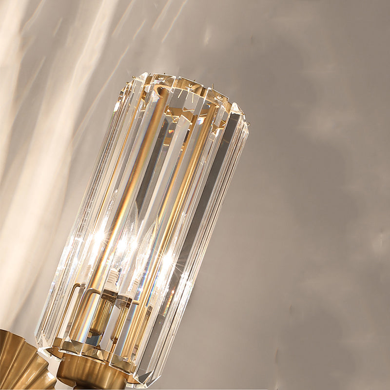 Clear Fluted Crystal Metal Wall Sconce