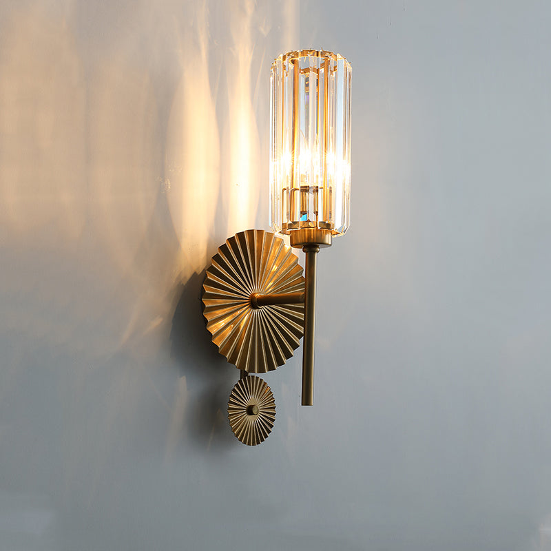 Clear Fluted Crystal Metal Wall Sconce