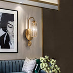 Clear Fluted Crystal Metal Wall Sconce