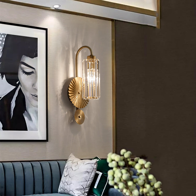 Clear Fluted Crystal Metal Wall Sconce