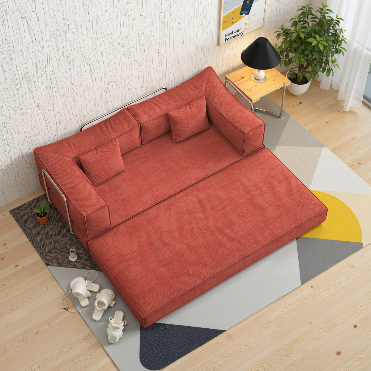 78.8inch  Modular sofa, convertible pudding block sofa, floor-standing sofa bed with armrests and comfortable sofa bed, compression sofa for living