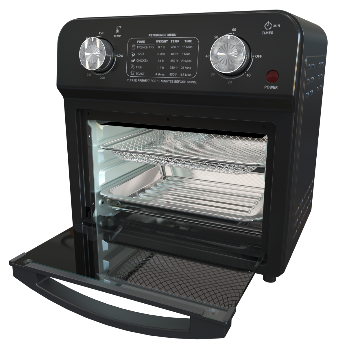 12.5 Quart 7-in-1 1500W Convection Toaster Oven Stainless Steel Black