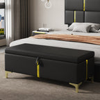 Elegant Upholstered Storage Ottoman in Black PU