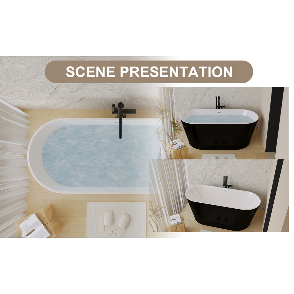 59" Black Freestanding Soaking Tub