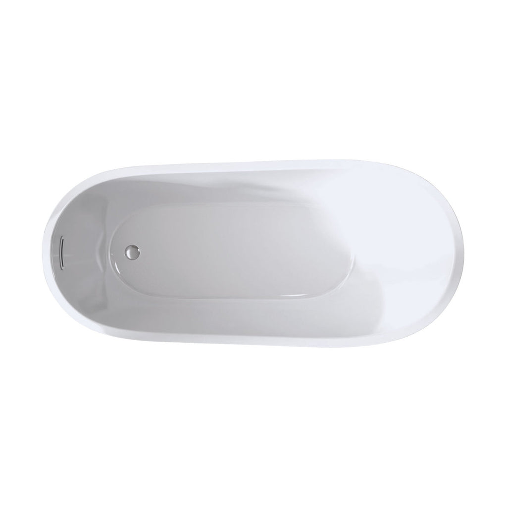 67"Special-shaped Freestanding Slipper Bathtub: Gloss White Finish, Chrome Overflow & Pop-Up Drain, cUPC Certified