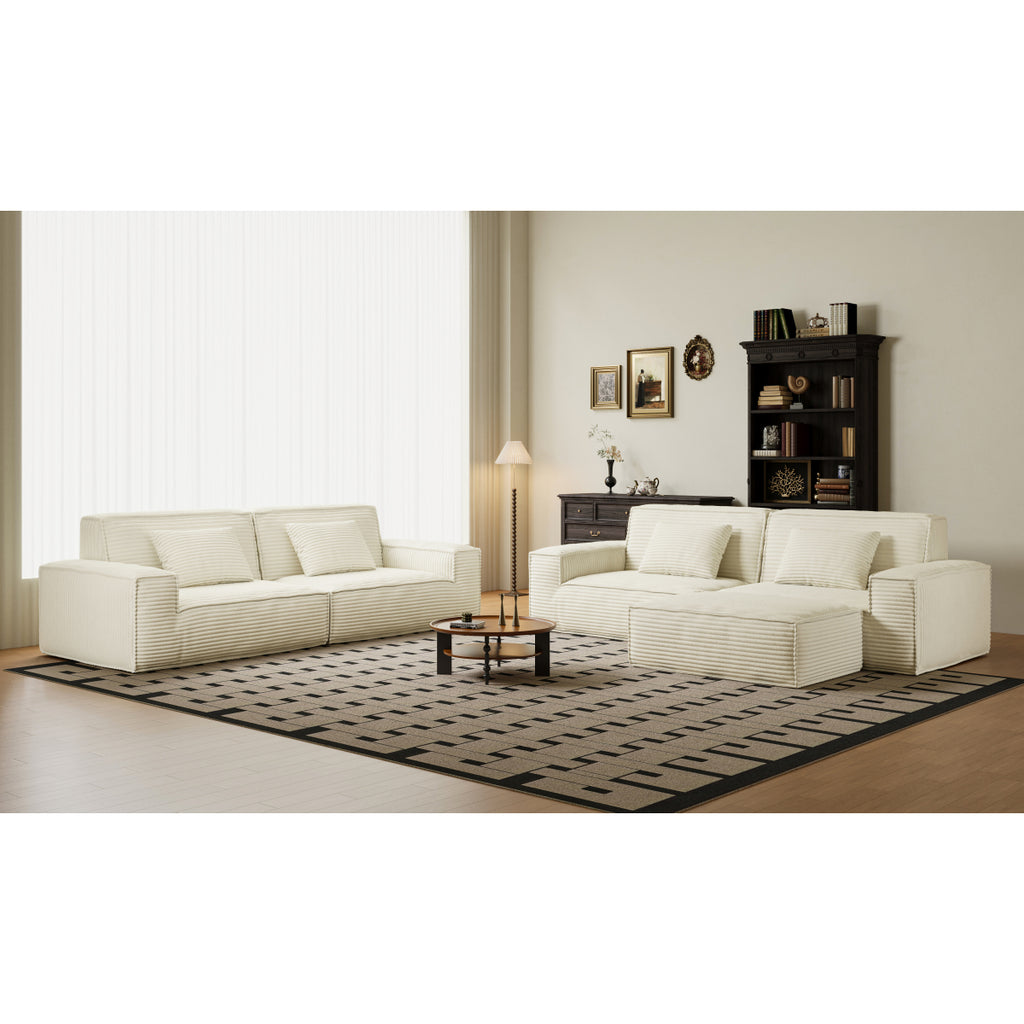 106.3 inch Modern Style Striped Compression sofa for Living Room & Bedroom