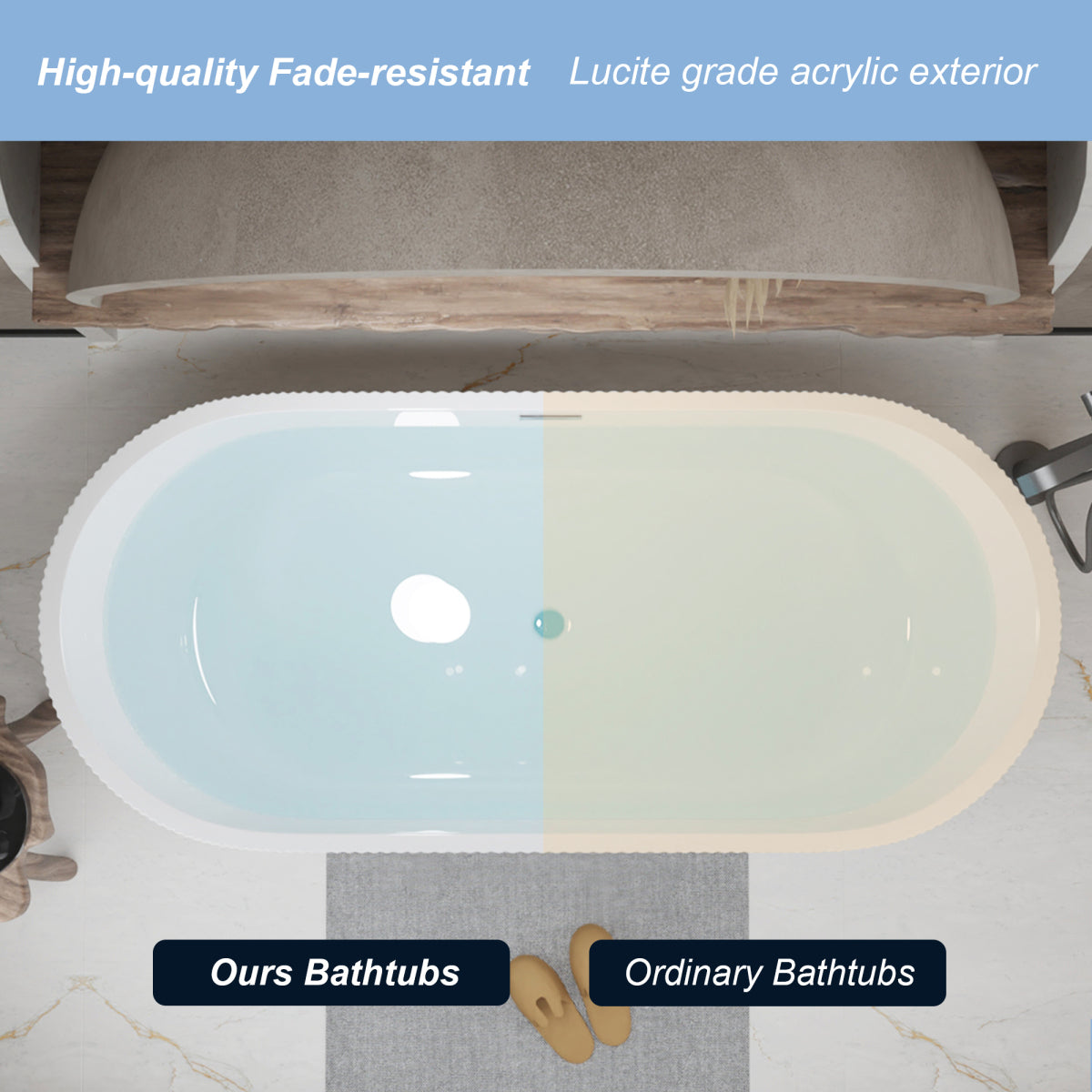 59" Glossy Acrylic Freestanding Tub