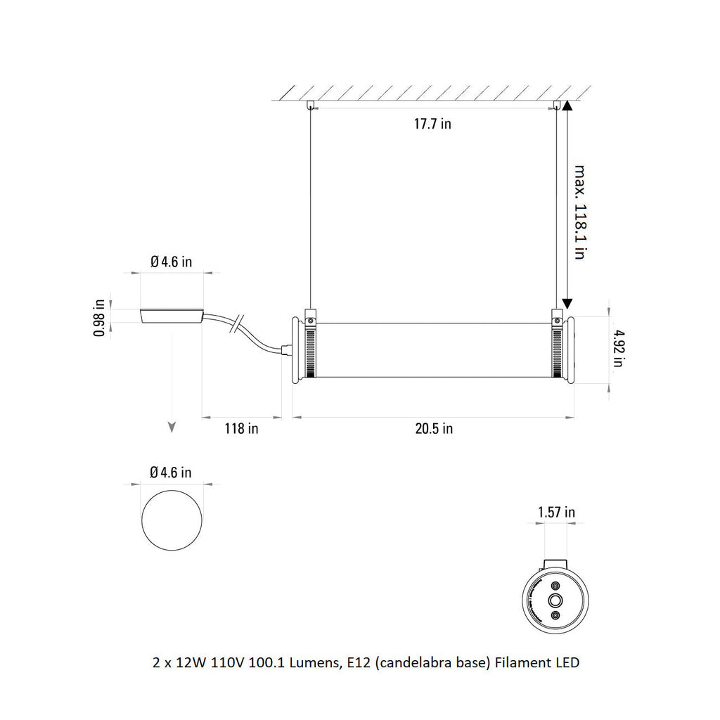 In The Tube Horizontal Outdoor Pendant Light
