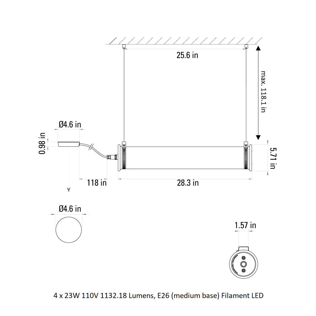 In The Tube Horizontal Outdoor Pendant Light