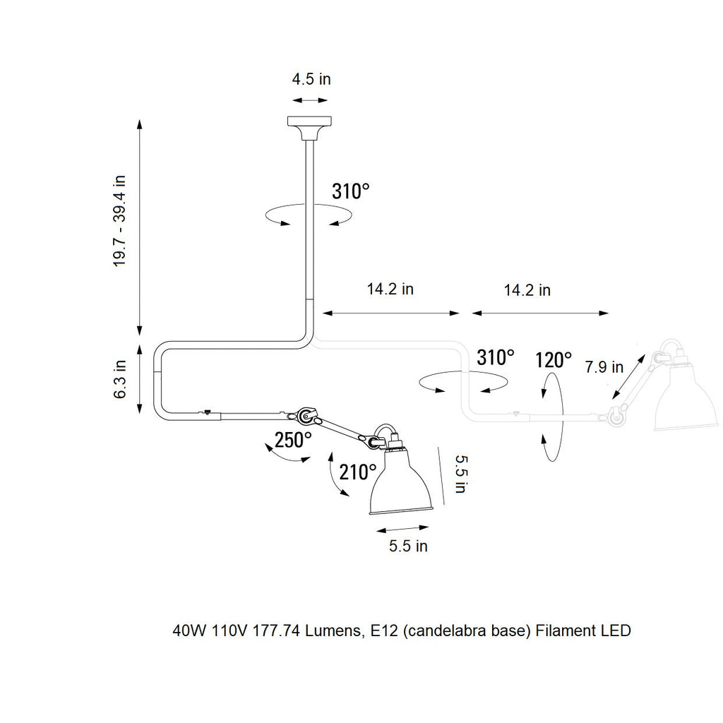 Lampe Gras N¡ã312 Semi Flush Mount