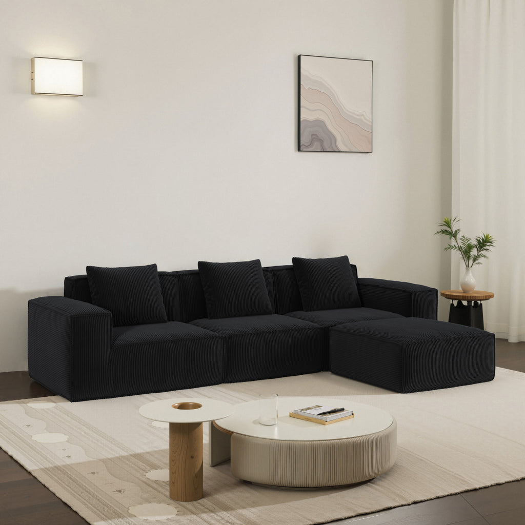 modular sofa can be converted into an oversized sofa bed Free conversion sofa set flexible configuration, soft corduroy cloud velvet fabric two person
