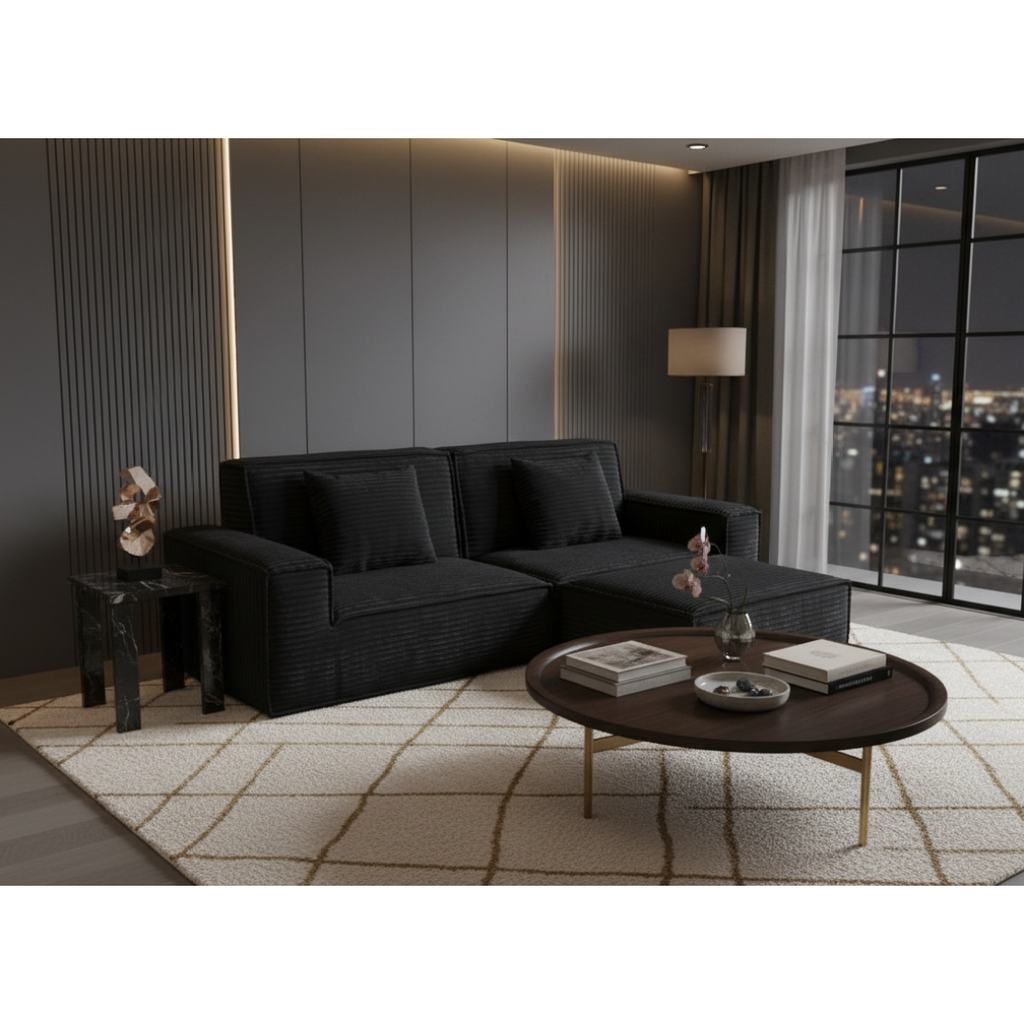 106.3 inch Striped Compression Chaise Longue Sofa