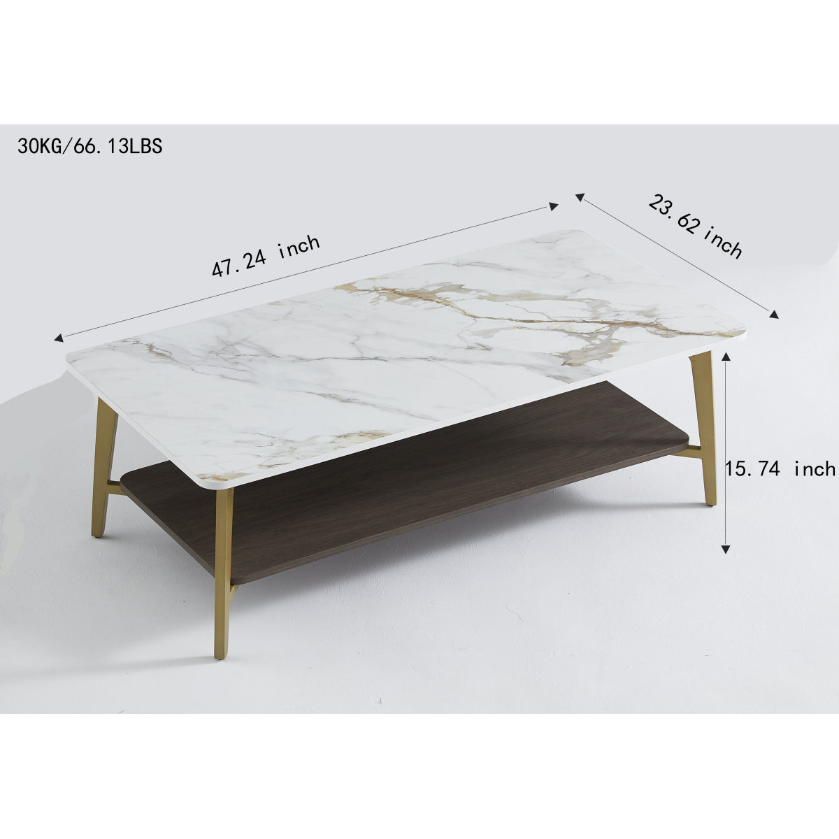 Modern Rectangular Coffee Table with Sturdy Metal Frame
