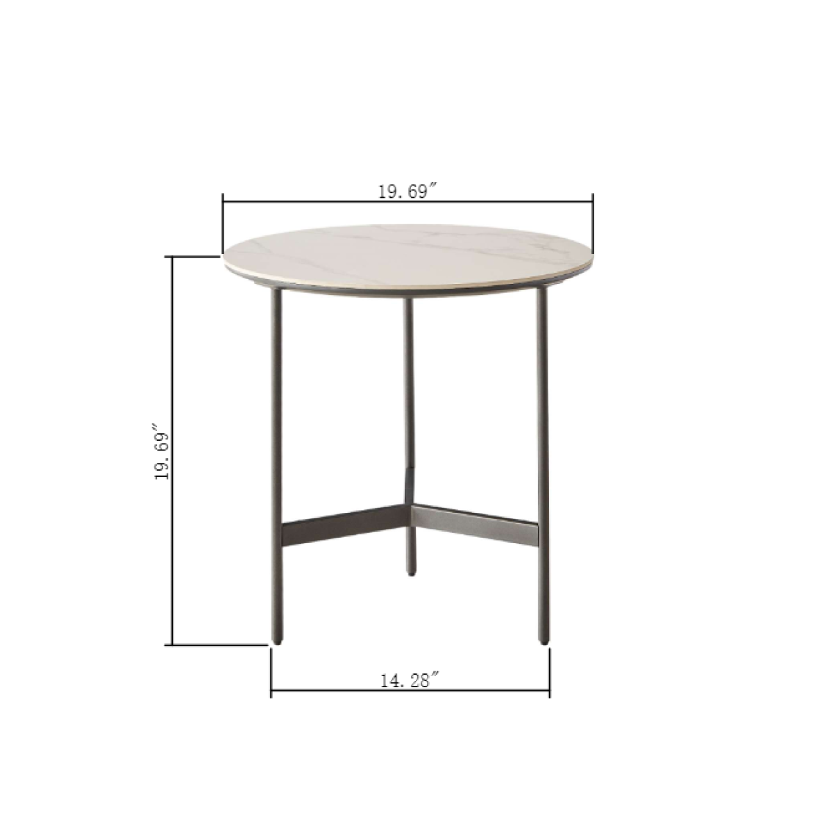 Round Metal Accent Table Small Gray Side Table for Living Room Bedroom