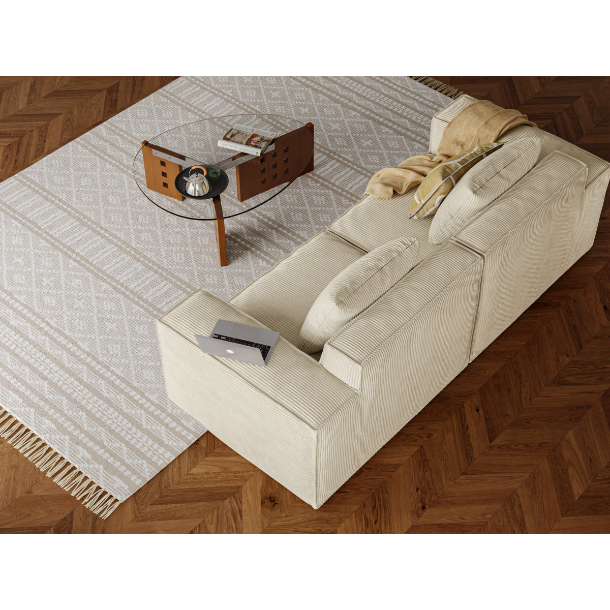 modular sofa can be converted into an oversized sofa bed Free conversion sofa set flexible configuration, soft corduroy cloud velvet fabric two person