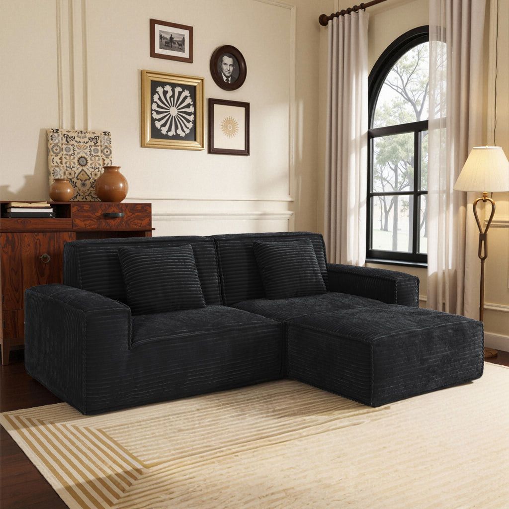 106.3 inch Striped Compression Chaise Longue Sofa