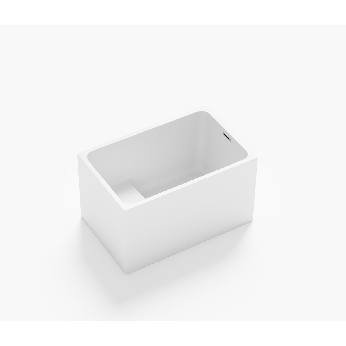 43" Acrylic Freestanding Bathtub with seat: Spacious rectangle Shape, Gloss White Finish, Chrome Overflow & Pop-Up Drain