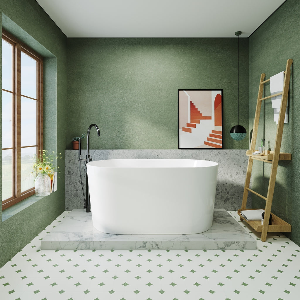 51" Acrylic Freestanding Bathtub-Acrylic Soaking Tubs, White Bathtub, Oval Shape White Freestanding Bathtub With Chrome  Pop Up Drain CUPC Certificate