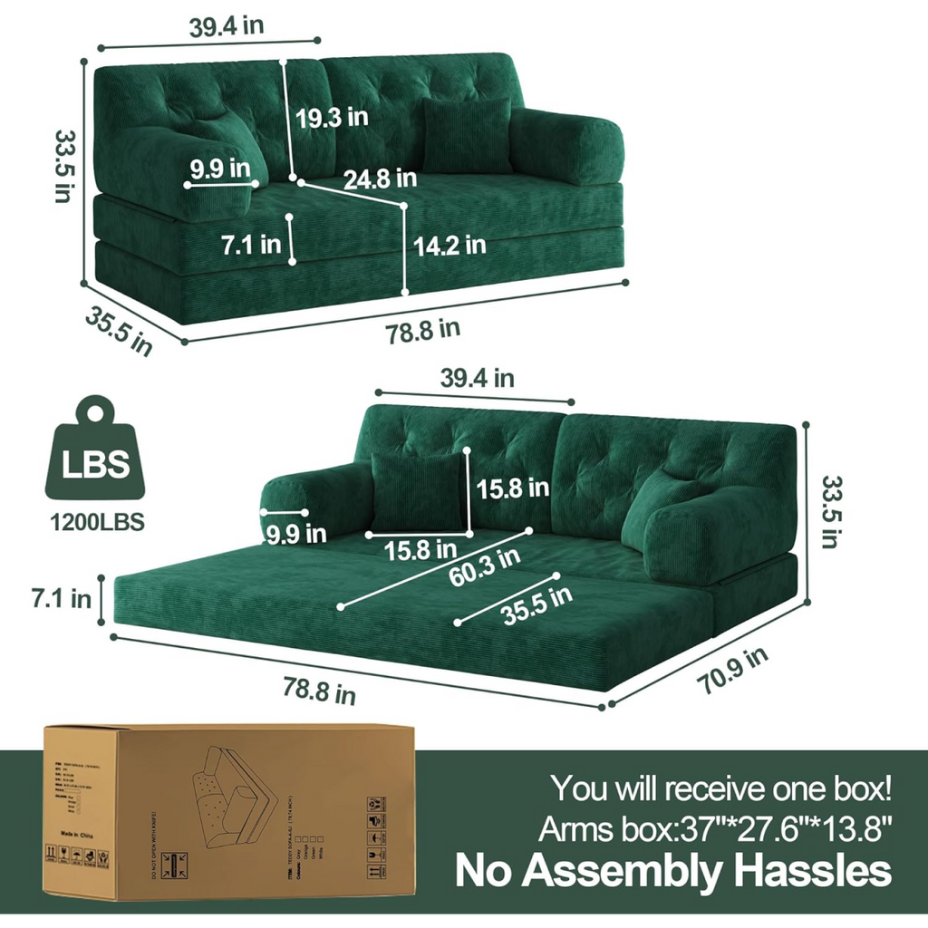 78.8" Modular Sofa Comfortable Floor Sofa Bed for Living Room