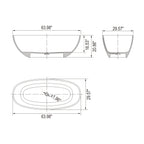 64 inch freestanding solid surface soaking bathtub for bathroom