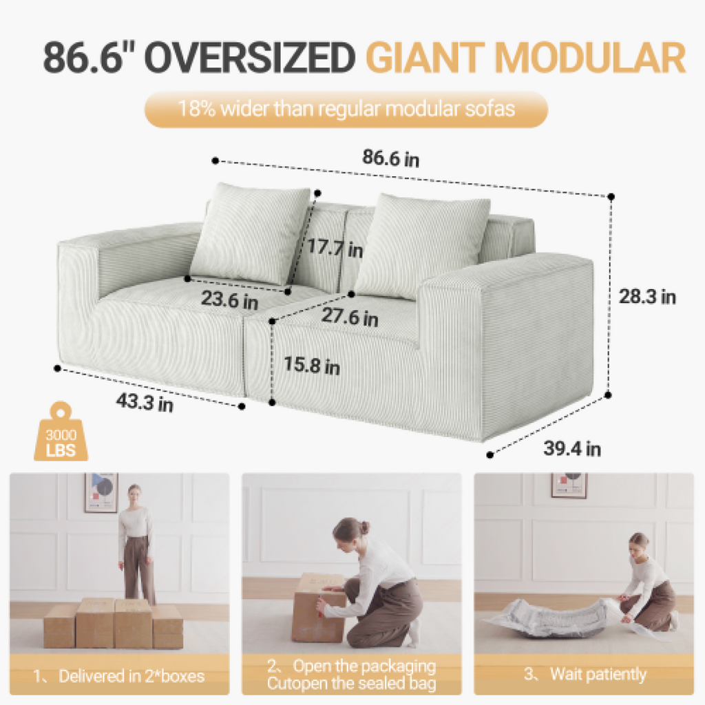 Belfin Modular Sectional Sofa, Convertible Tofu Block Sofa Floor Sofa Bed Armrest Comfy Sofa Bed Compressed Sofa Compression Sofa for Living Room