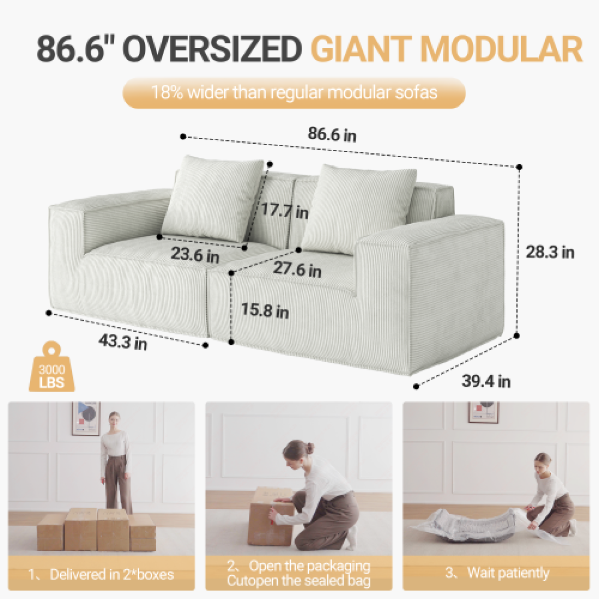 Belfin Modular Sectional Sofa, Convertible Tofu Block Sofa Floor Sofa Bed Armrest Comfy Sofa Bed Compressed Sofa Compression Sofa for Living Room